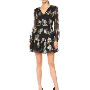 Cynthia Rowley Metallic Floral Flounce Dress